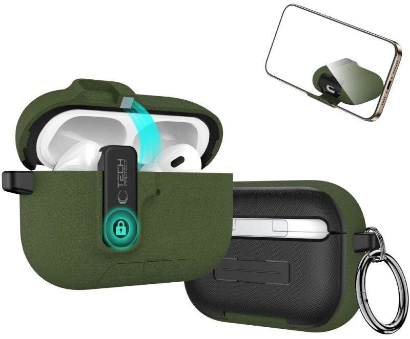 Tech-Protect plonas dėklas su kabliuku AirPods Pro 3 - žalias