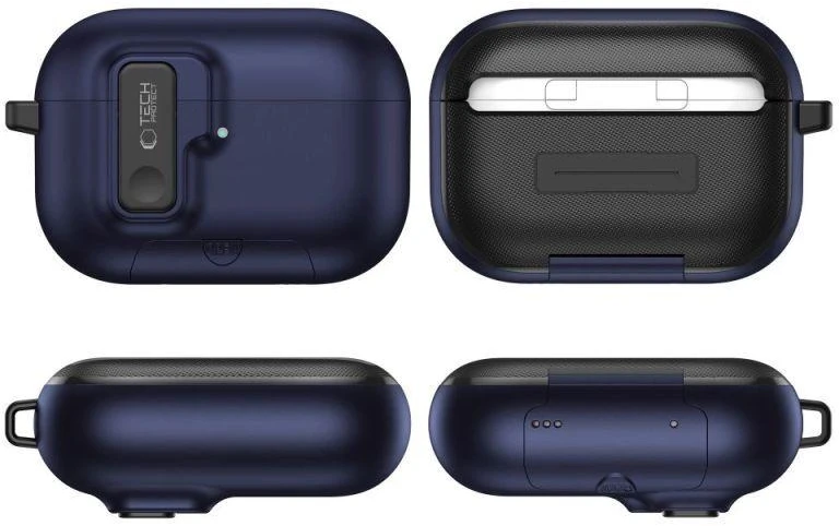 Tech-Protect Plonas dėklas su kabliuku skirtas AirPods Pro 3 - Tamsiai mėlyna
