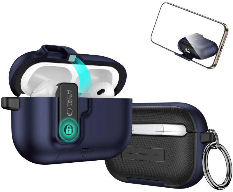 Tech-Protect Plonas dėklas su kabliuku skirtas AirPods Pro 3 - Tamsiai mėlyna
