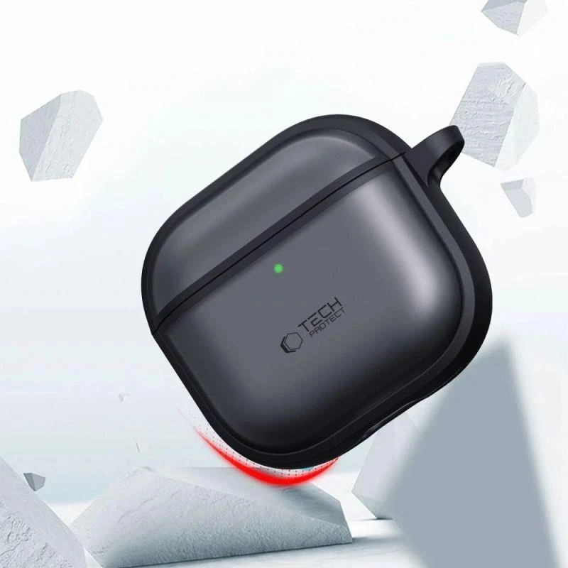 Tech-Protect Plonas dėklas su kabliuku skirtas AirPods 4 - Juodas