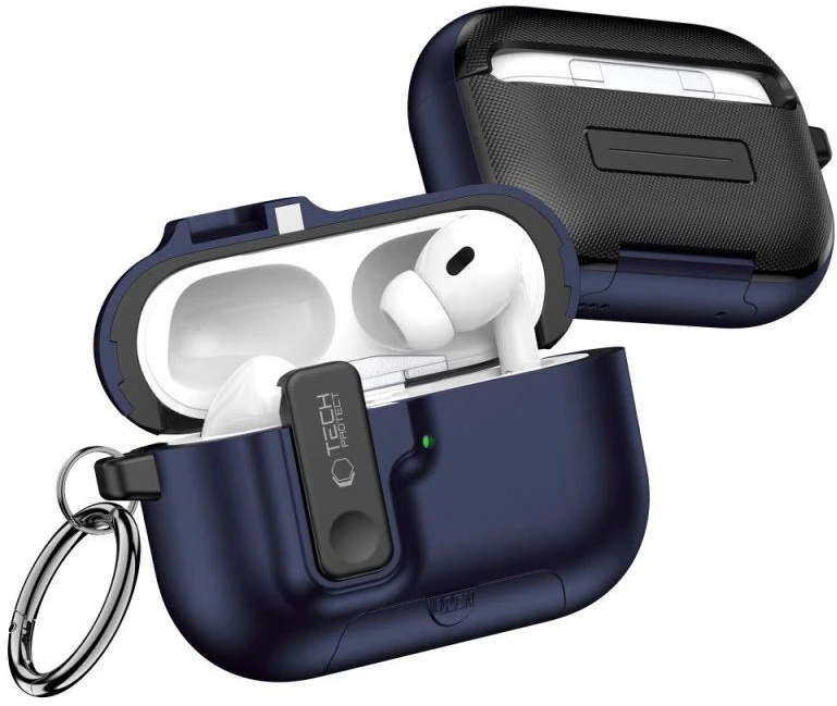 Tech-Protect Plonas dėklas su kabliuku skirtas AirPods Pro 3 - Tamsiai mėlyna