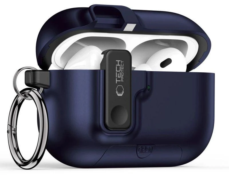Tech-Protect Plonas dėklas su kabliuku skirtas AirPods Pro 3 - Tamsiai mėlyna