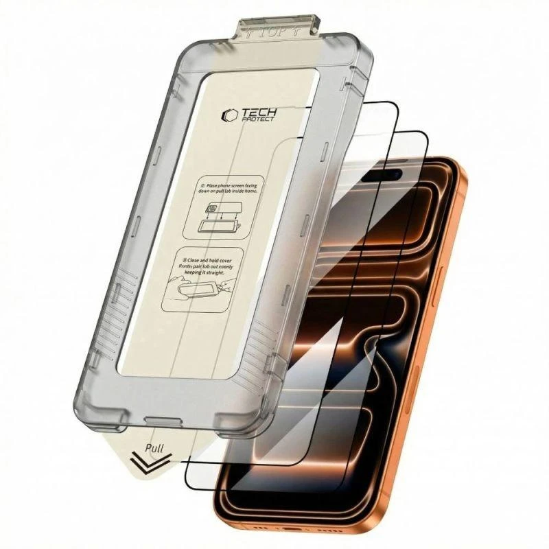 „Tech-Protect Quick Set+“ 2 grūdinto stiklo pakuotė, skirta „iPhone 17 Pro Max“ - juodas
