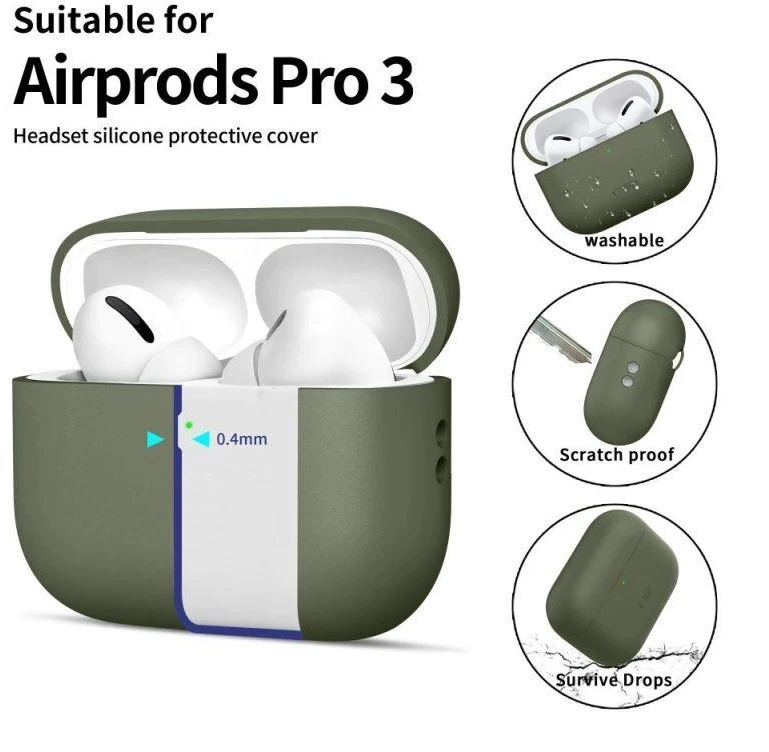 Tech-Protect silikoninis dėklas AirPods Pro 3 - Žalias