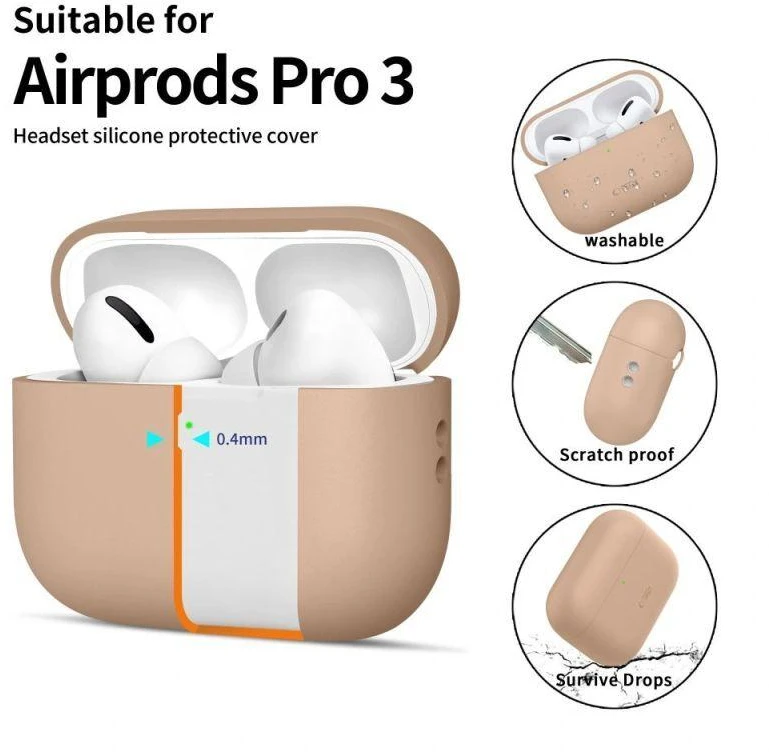 Tech-Protect Silikoninis dėklas AirPods Pro 3 - Smėlio spalvos