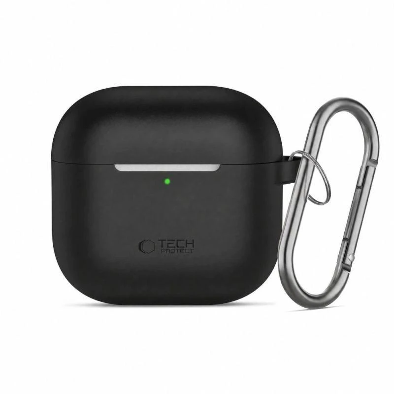 AirPods 4 Tech-Protect silikoninis Hook dėklas jūsų ausinėms juodos spalvos