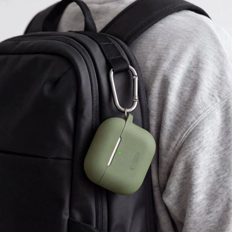 AirPods 4 Tech-Protect silikoninis Hook dėklas jūsų ausinėms alyvų spalvos