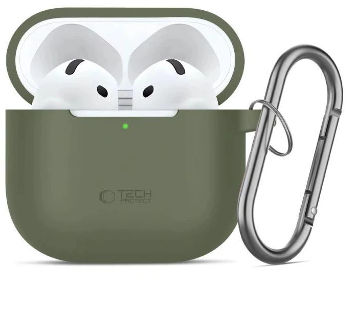 AirPods 4 Tech-Protect silikoninis Hook dėklas jūsų ausinėms alyvų spalvos