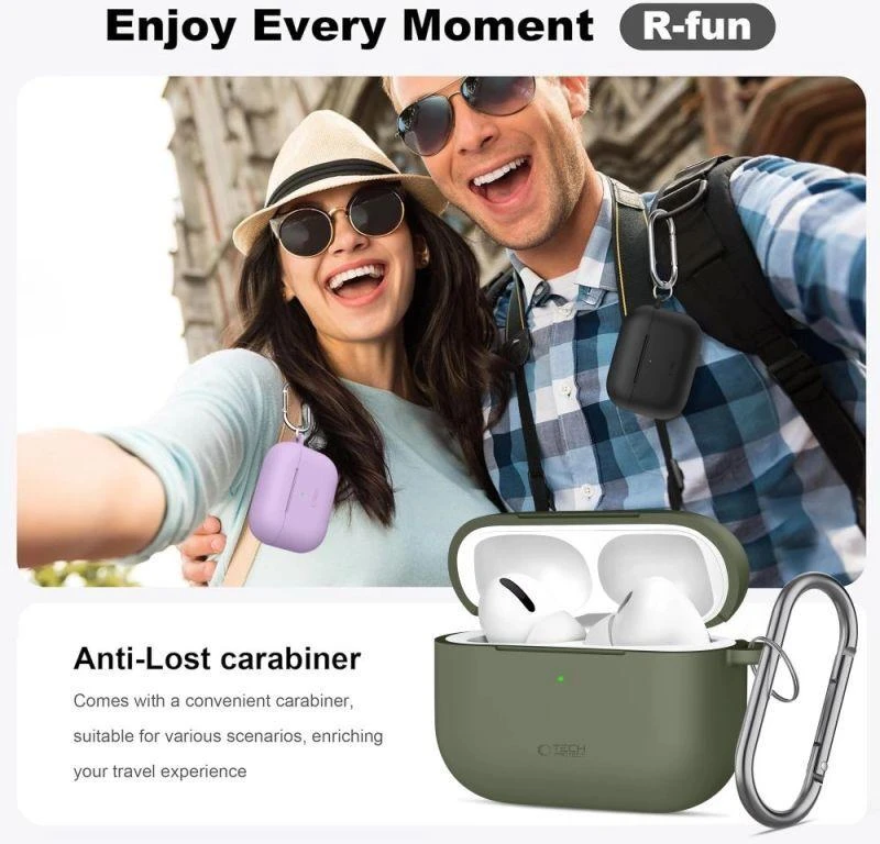 Tech-Protect Silikoninis dėklas su kabliuku AirPods Pro - Violetinis