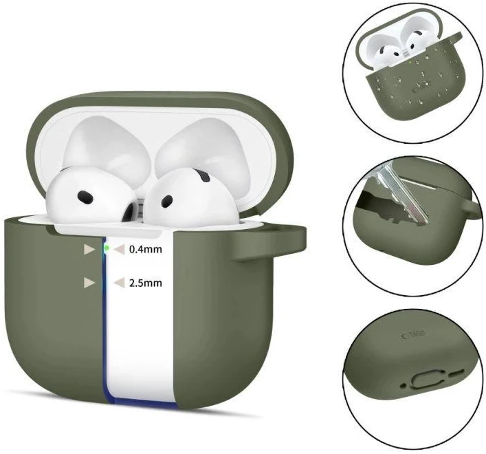 Tech-Protect Silikoninis dėklas su kabliuku AirPods 4 - Žalias