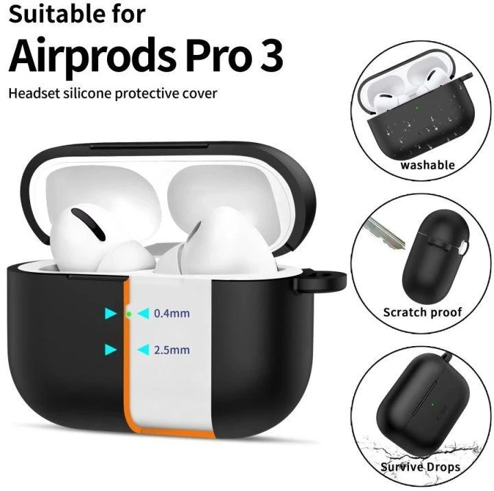 Tech-Protect Silikoninis dėklas su kabliuku AirPods Pro 3 - Juodas