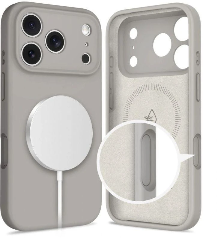 „Tech-Protect“ silikoninis „MagSafe“ dėklas, skirtas „iPhone 17 Pro“ – pilkas