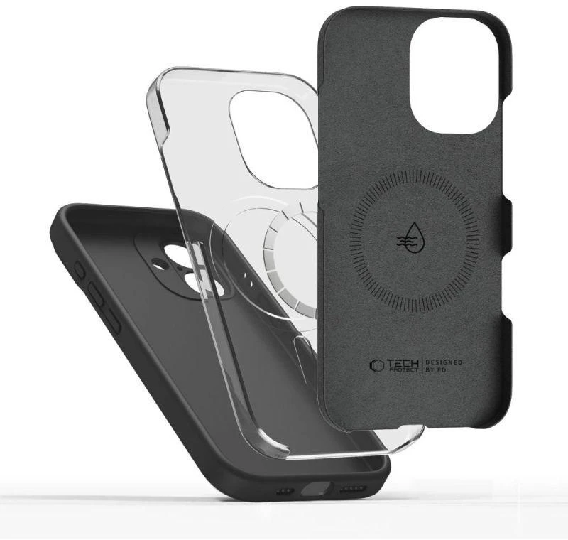 „Tech-Protect“ silikoninis „MagSafe“ dėklas, skirtas „iPhone 17“ – Juodas