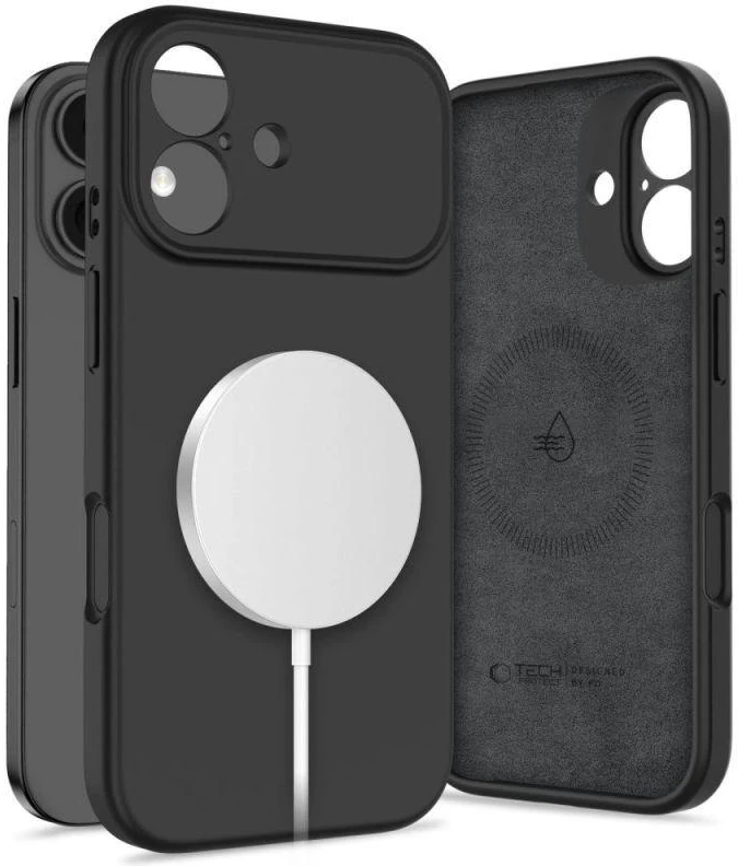 „Tech-Protect“ silikoninis „MagSafe“ dėklas, skirtas „iPhone 17“ – Juodas
