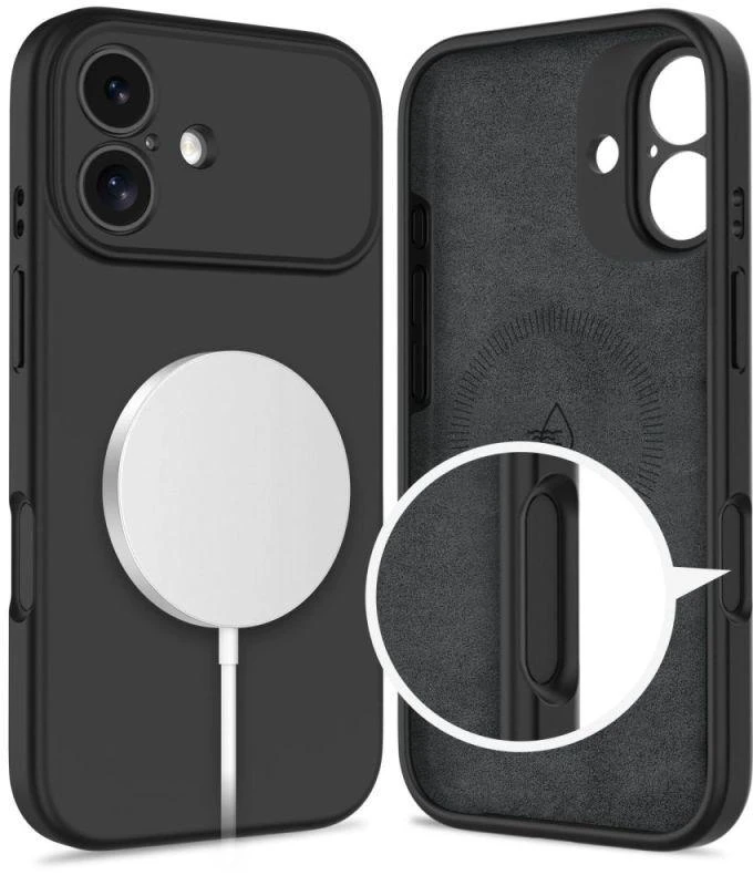 „Tech-Protect“ silikoninis „MagSafe“ dėklas, skirtas „iPhone 17“ – Juodas