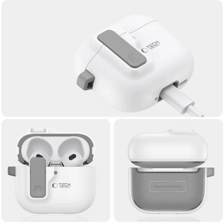 Tech-Protect Slim dėklas su kabliuku AirPods 4 - Baltas