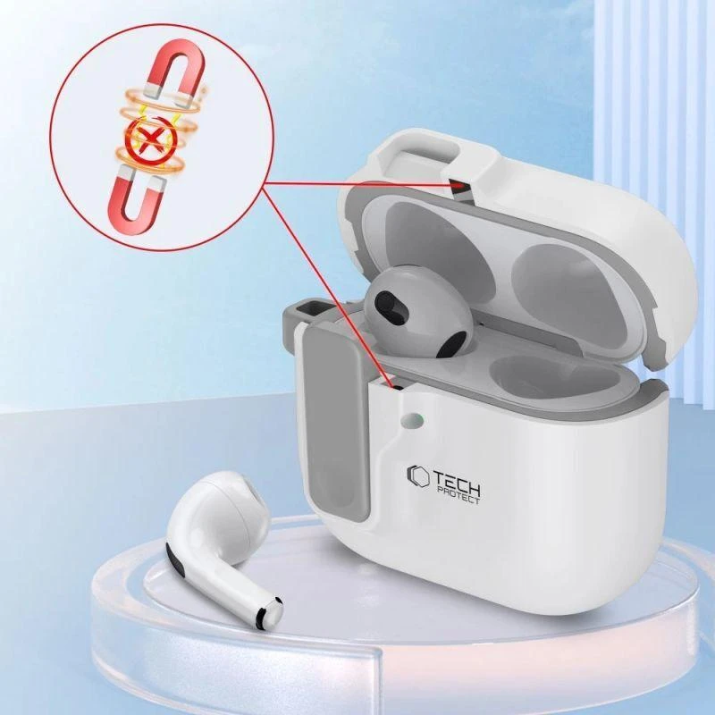Tech-Protect Slim dėklas su kabliuku AirPods 4 - Baltas
