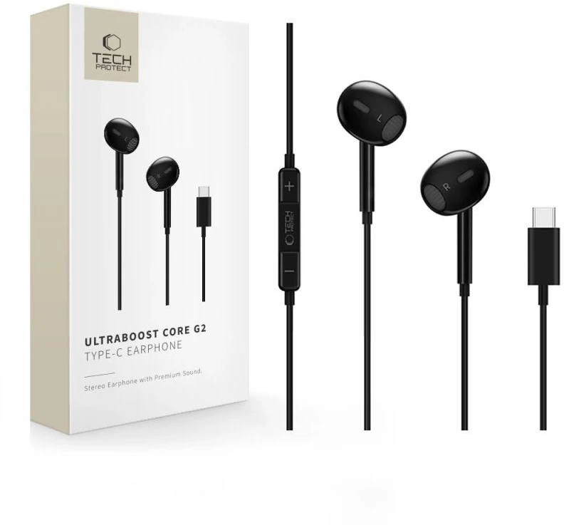 Tech-Protect Ultraboost Core G2 USB-C ausinės – juodos spalvos