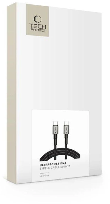 Tech-Protect UltraBoost DNA USB-C PD60W/3A kabelis 100cm – pilkas