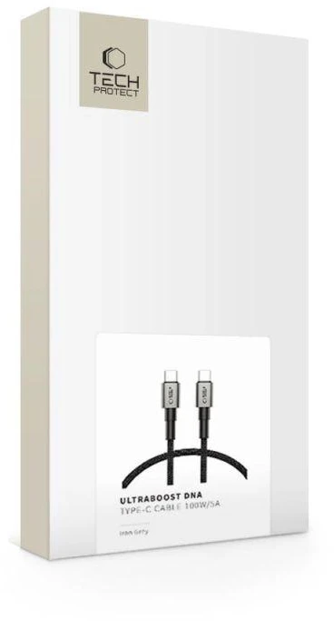 Tech-Protect UltraBoost DNA USB-C PD100W/5A kabelis 50cm – pilkas