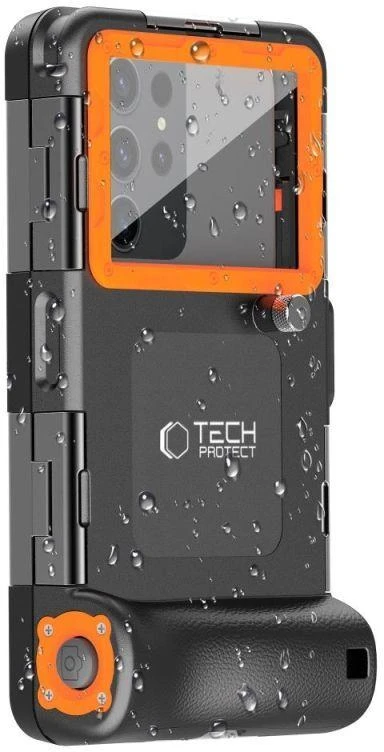 Tech-Protect Vandeniui nepralaidus dėklas IPX8 skirtas 4.7-6.7 colių išmaniesiems telefonams - Juodas ir oranžinis