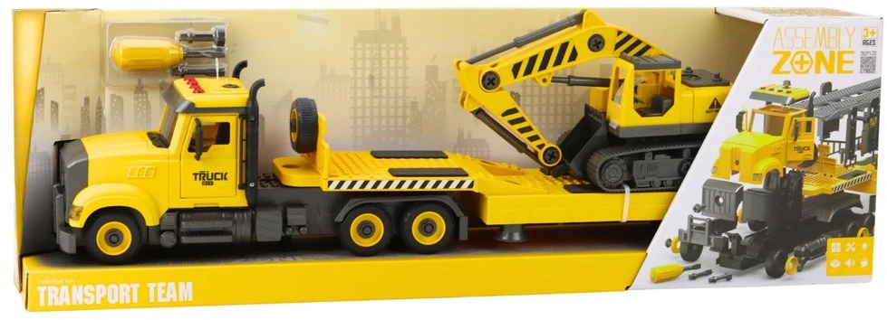 Lean Toys Sunkvežimis su vikšriniu ekskavatoriumi, šviesos ir garsai
