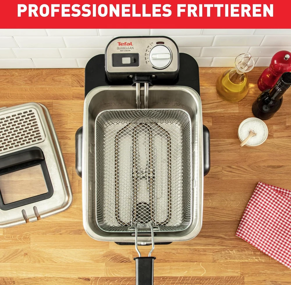 Gruzdintuvė Keptuvė Tefal Oleoclean Pro FR8040 (3,5 l, 1,2kg, 2300 W, plieno spalvos)
