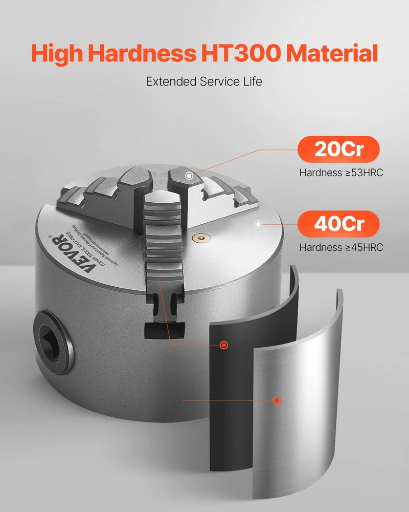 VEVOR 80 mm 3-žandikaulinis savaime centro sekraftas