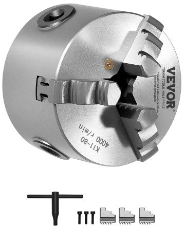 VEVOR 80 mm 3-žandikaulinis savaime centro sekraftas