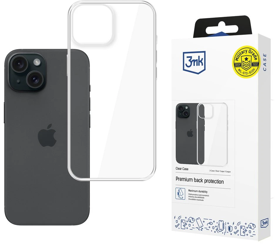 Telefono dėklas 3mk Clear Case iPhone 13 / 14, skaidrus