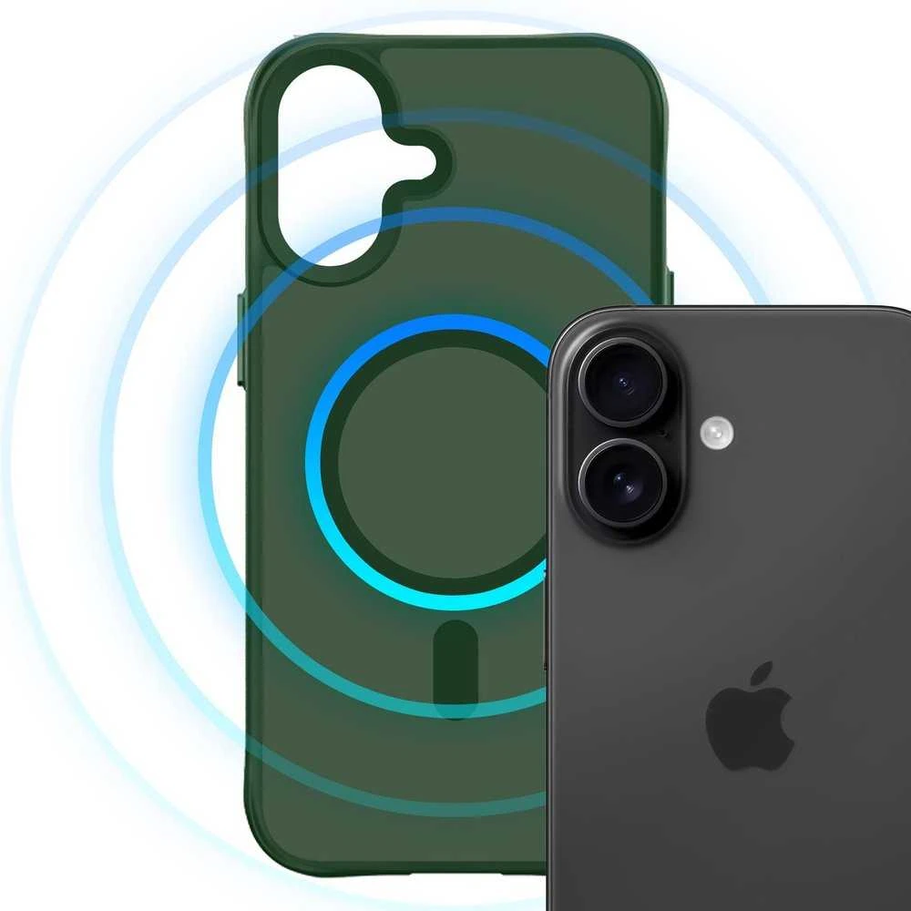 3Mk apsaugos 3mk dūminis „MagCase“ dėklas, skirtas iPhone 16 - Žalias-Translucent
