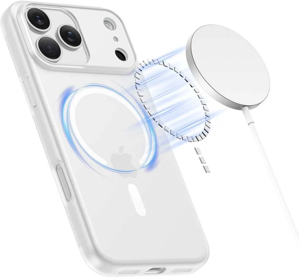„Tech-Protect MagSlim MagSafe“ dėklas, skirtas „iPhone 17 Pro“ – matinis baltas