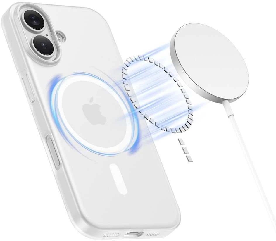 „Tech-Protect MagSlim MagSafe“ dėklas, skirtas „iPhone 17“ – matinės baltos spalvos