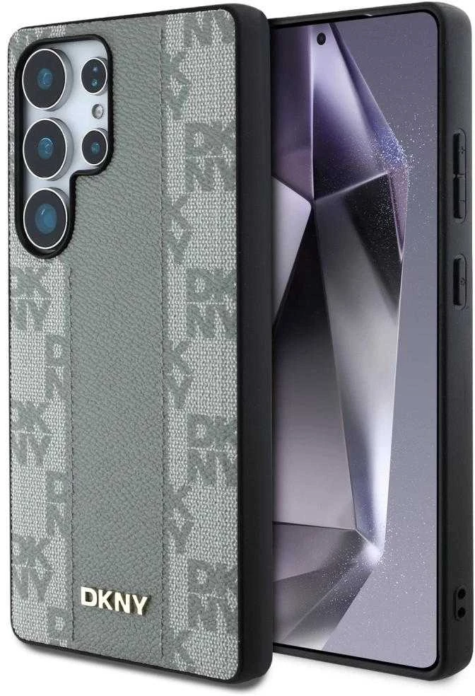 Dėklas DKNY odinis languotas MagSafe Samsung Galaxy S25 Ultra taupe