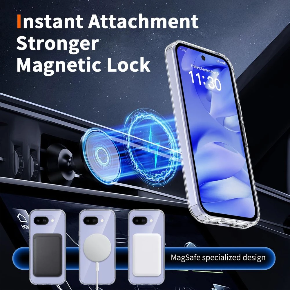 Telefono dėklas Google Pixel 10A Tech-Protect FlexAir Hybrid MagSafe, skaidrus