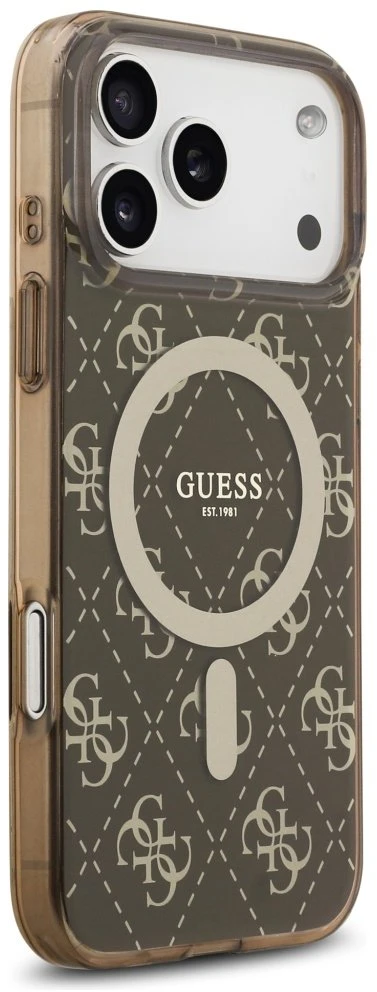 „Guess IML 4G“ „MagSafe“ dėklas su fonu, skirtas „iPhone 17 Pro“ – rudas
