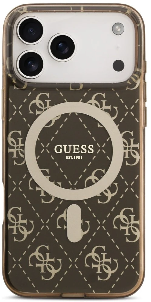 „Guess IML 4G“ „MagSafe“ dėklas su fonu, skirtas „iPhone 17 Pro“ – rudas