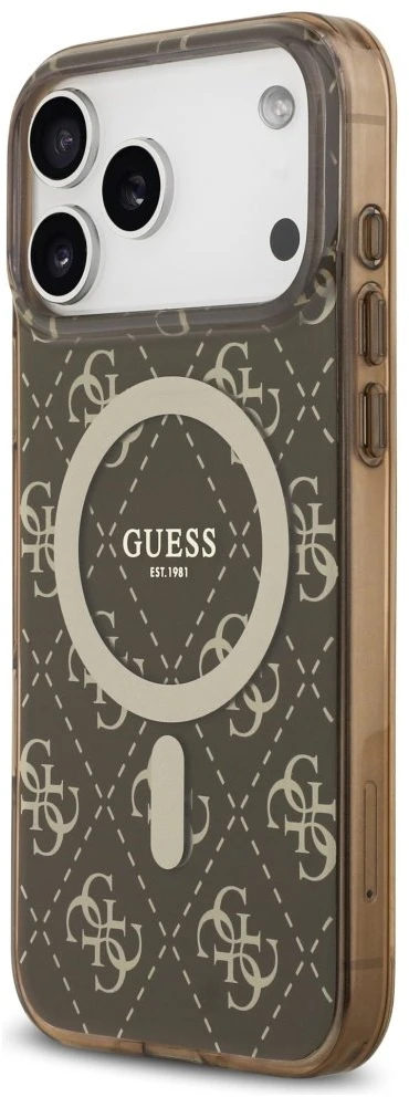 „Guess IML 4G“ „MagSafe“ dėklas su fonu, skirtas „iPhone 17 Pro“ – rudas