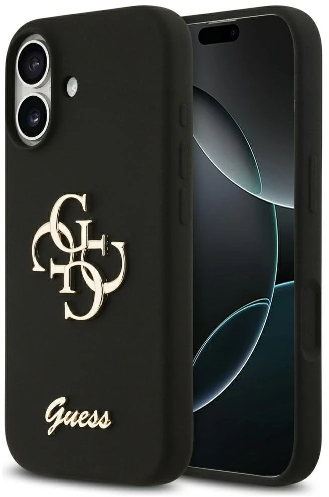 Telefono dėklas Guess Silicone Big 4G Script iPhone 17, juodas