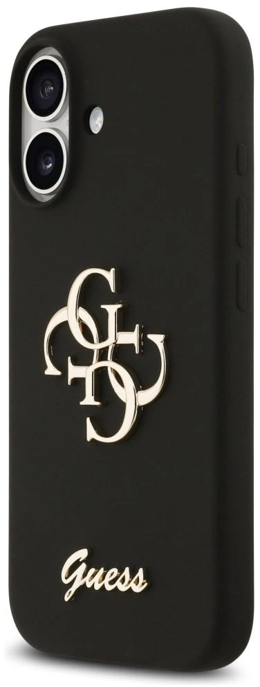Telefono dėklas Guess Silicone Big 4G Script iPhone 17, juodas