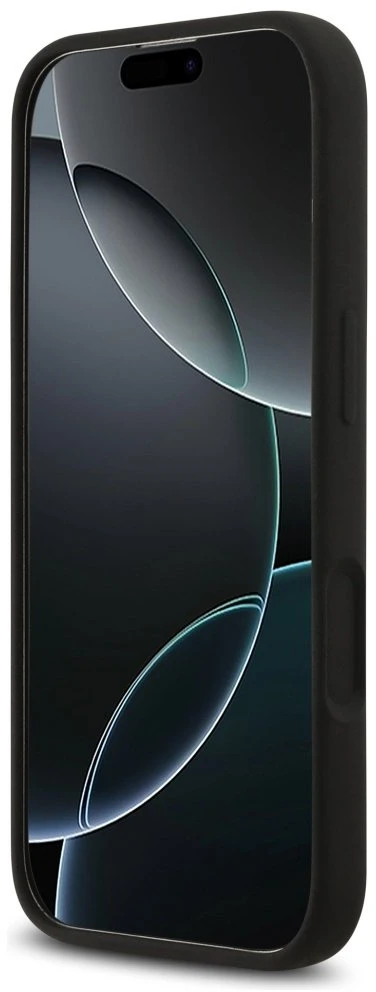 Telefono dėklas Guess Silicone Big 4G Script iPhone 17, juodas