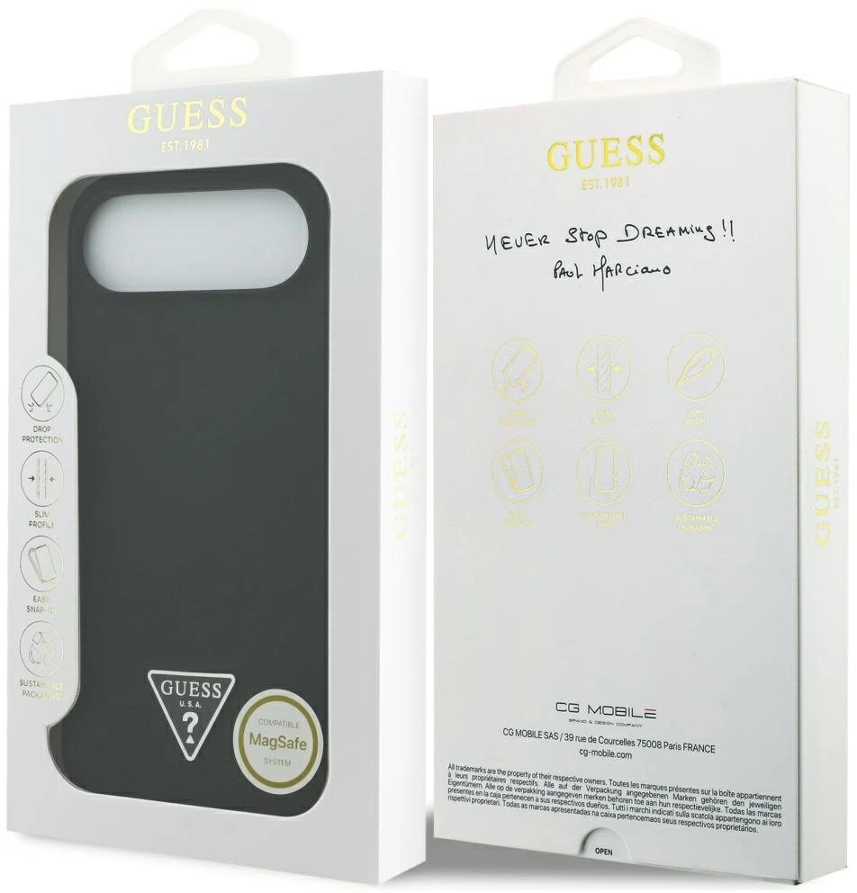 Guess Silicone Triangle Logo MagSafe - dėklas skirtas Apple iPhone Air juodas