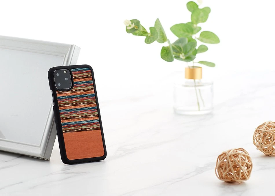 MAN Telefono dėklas iPhone 11 Pro, rudas su juodu languotu raštu