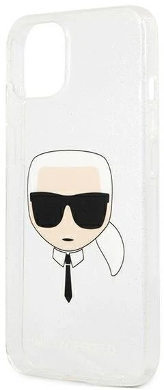 Dėklas Karl Lagerfeld HARDCASE KLHCP13SKHTUGLS IPHONE 13 MINI GLITTER KARL'S HEAD Sidabrinis