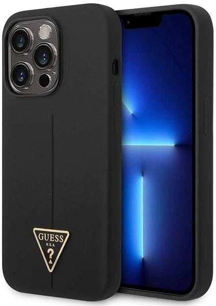Guess GUHCP14LSLTGK Apple iPhone 14 Pro6,1" dėklas telefonui juodos spalvos hardcase Silicone Triangle