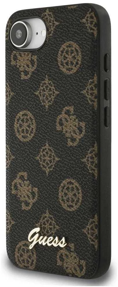 Guess Peony Script Logo MagSafe iPhone 16e Dėklas Juodas