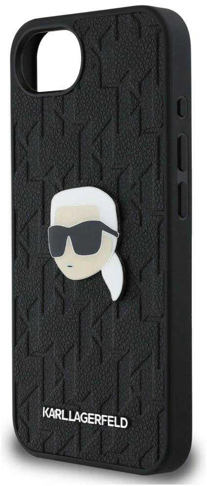 Dėklas Karl Lagerfeld Monogram Karl Head Pin iPhone 16e Case - Juodas