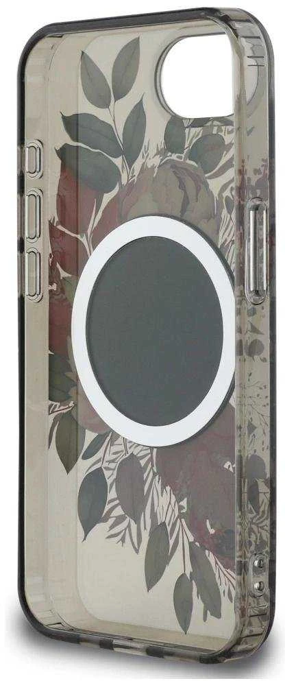 Guess IML Flowers MagSafe iPhone 16e Dėklas - Juodas