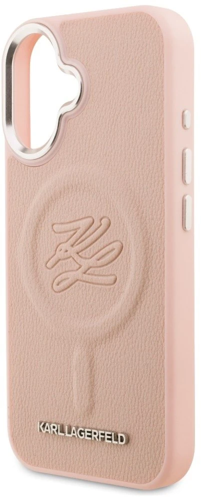 Dėklas Karl Lagerfeld Initial & Metal Logo MagSafe iPhone 16 Case - Rožinė