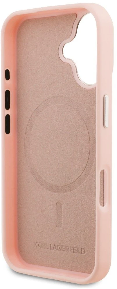 Dėklas Karl Lagerfeld Initial & Metal Logo MagSafe iPhone 16 Case - Rožinė